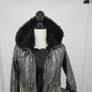 Armani Exchange Gunmetal Shimmer Bomber Jacket